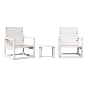 Afuera Living 3 Piece Wood Medium Garden Lounge Set in White
