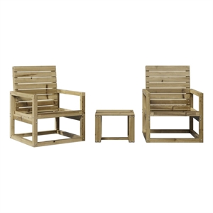 Afuera Living Contemporary Wood Medium Garden Lounge Set in Natural