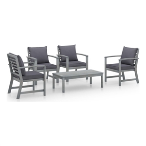 Afuera Living 5 Piece Solid Acacia Wood Small Garden Lounge Set in Gray