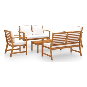Afuera Living 5 Piece Solid Acacia Wood Large Garden Lounge Set in Cream/Natural