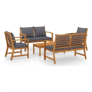 Afuera Living 5 Piece Solid Acacia Wood Garden Lounge Set in Gray