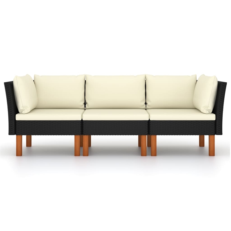 Afuera Living Contemporary Synthetic Poly Rattan Sofa in Black