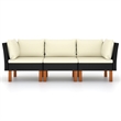 Afuera Living Contemporary Synthetic Poly Rattan Sofa in Black