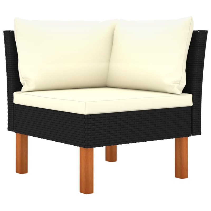 Afuera Living Contemporary Synthetic Poly Rattan Sofa in Black