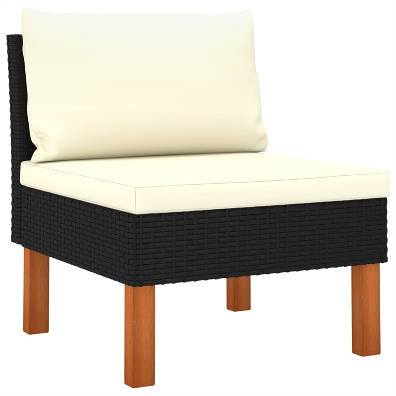 Afuera Living Contemporary Synthetic Poly Rattan Sofa in Black