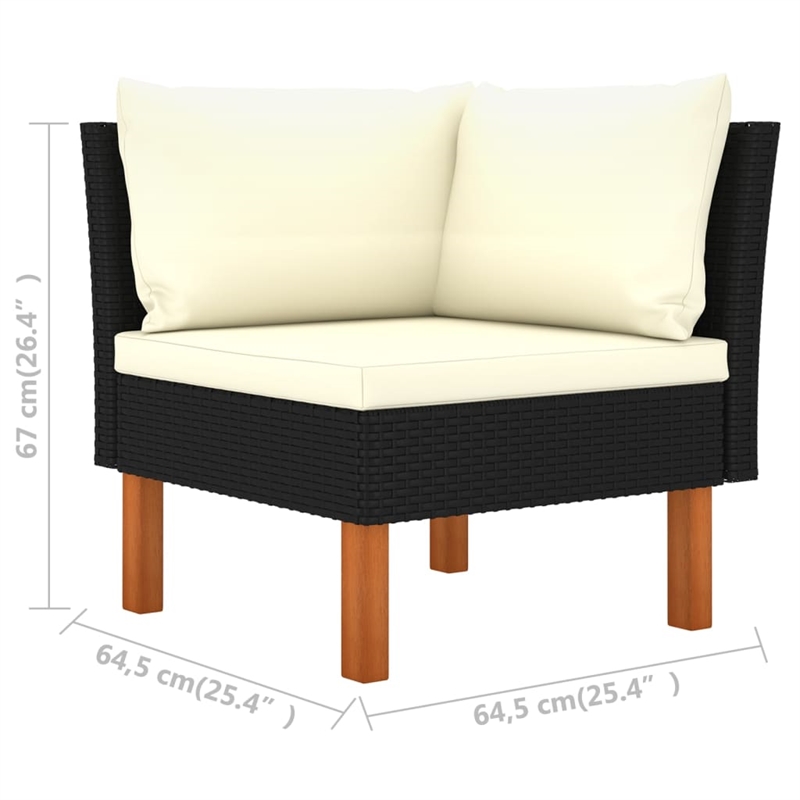 Afuera Living Contemporary Synthetic Poly Rattan Sofa in Black