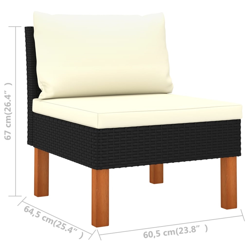 Afuera Living Contemporary Synthetic Poly Rattan Sofa in Black