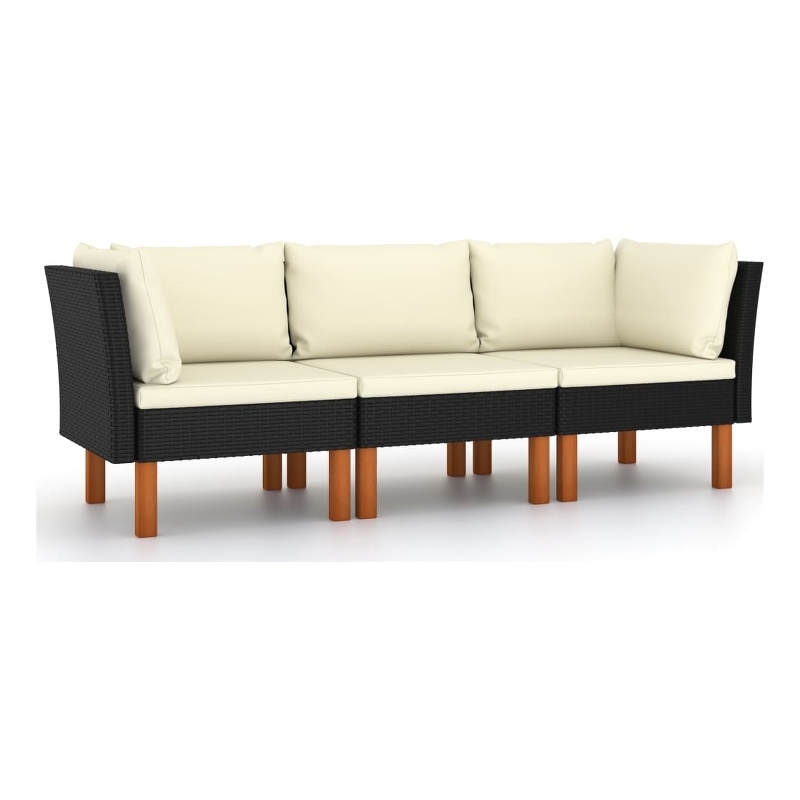 Afuera Living Contemporary Synthetic Poly Rattan Sofa in Black
