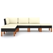 Afuera Living Synthetic Poly Rattan Garden Lounge Set in Black/Cream