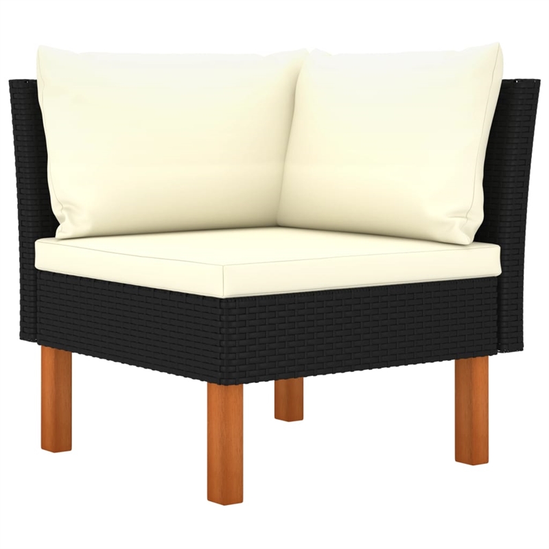 Afuera Living Synthetic Poly Rattan Garden Lounge Set in Black/Cream
