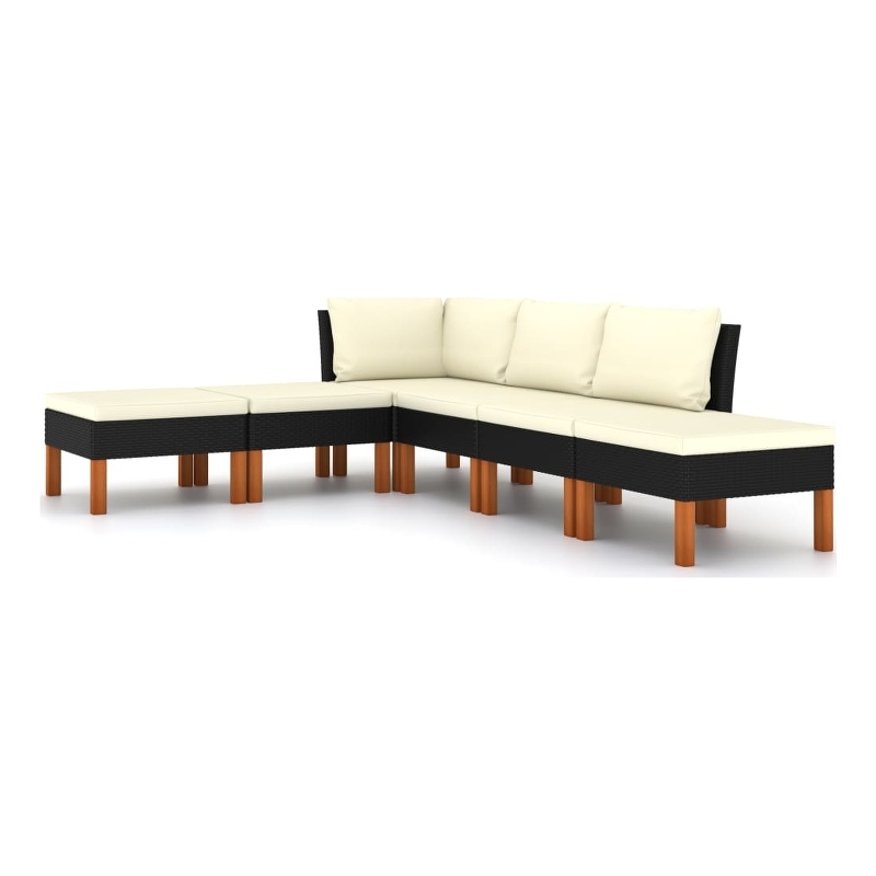 Afuera Living Synthetic Poly Rattan Garden Lounge Set in Black/Cream