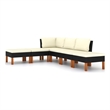 Afuera Living Synthetic Poly Rattan Garden Lounge Set in Black/Cream