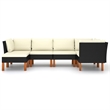 Afuera Living Synthetic Poly Rattan Garden Lounge Set in Black/Cream