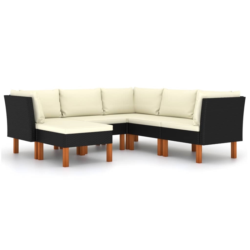 Afuera Living Synthetic Poly Rattan Garden Lounge Set in Black/Cream