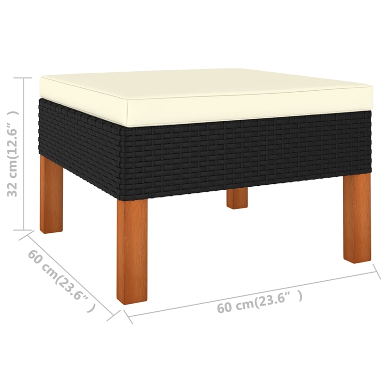 Afuera Living Synthetic Poly Rattan Garden Lounge Set in Black/Cream