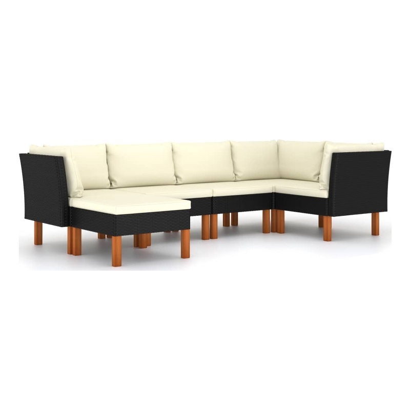 Afuera Living Synthetic Poly Rattan Garden Lounge Set in Black/Cream