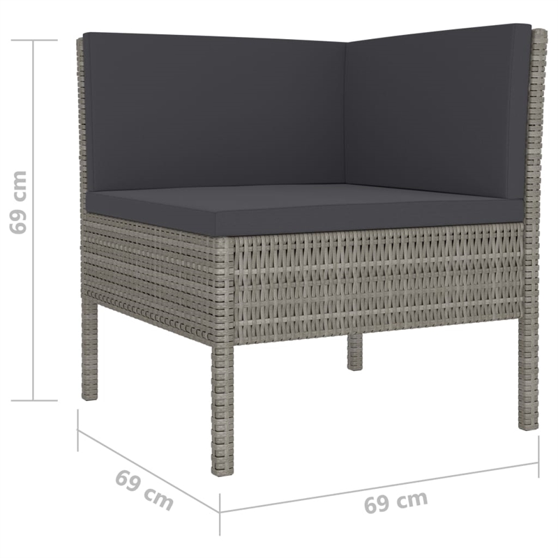 Afuera Living 10 Piece Poly Rattan Garden Furniture Set in Gray