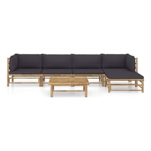 Afuera Living 6 Piece Bamboo Medium Garden Lounge Set in Gray