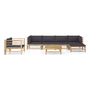 Afuera Living 7 Piece Bamboo Small Garden Lounge Set in Gray/Natural