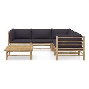Afuera Living 6 Piece Bamboo Large Garden Lounge Set in Gray