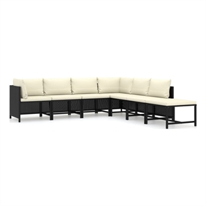 Afuera Living Contemporary 7 Piece Garden Lounge Set in Black/Cream