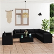 Afuera Living 11 Piece Poly Rattan Large Garden Lounge Set in Black