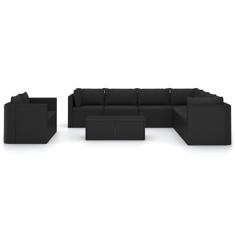 Afuera Living 11 Piece Poly Rattan Large Garden Lounge Set in Black