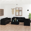 Afuera Living 10 Piece Poly Rattan Small Garden Lounge Set in Black
