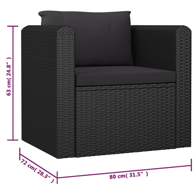 Afuera Living 10 Piece Poly Rattan Small Garden Lounge Set in Black