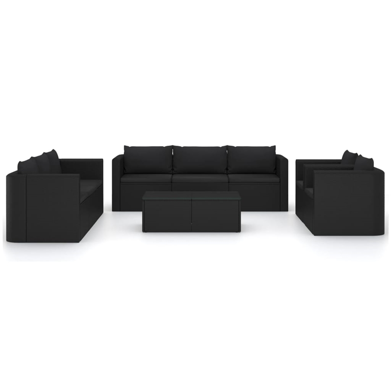 Afuera Living 10 Piece Poly Rattan Small Garden Lounge Set in Black