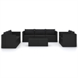 Afuera Living 10 Piece Poly Rattan Small Garden Lounge Set in Black