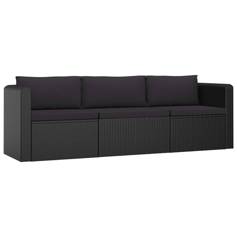 Afuera Living 10 Piece Poly Rattan Small Garden Lounge Set in Black