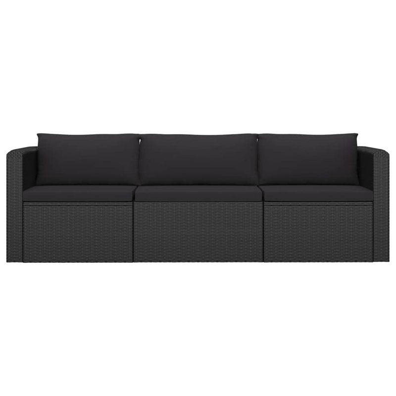 Afuera Living 10 Piece Poly Rattan Small Garden Lounge Set in Black