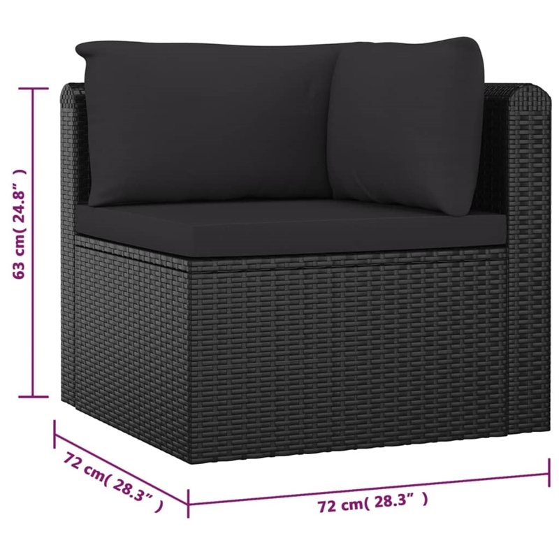 Afuera Living 10 Piece Poly Rattan Small Garden Lounge Set in Black
