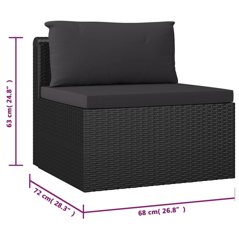 Afuera Living 10 Piece Poly Rattan Small Garden Lounge Set in Black
