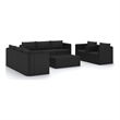 Afuera Living 10 Piece Poly Rattan Small Garden Lounge Set in Black