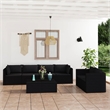 Afuera Living 7 Piece Poly Rattan Garden Lounge Set in Black