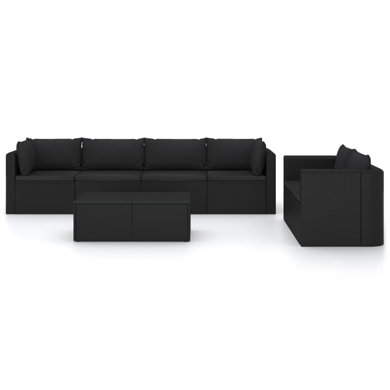 Afuera Living 7 Piece Poly Rattan Garden Lounge Set in Black