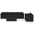 Afuera Living 7 Piece Poly Rattan Garden Lounge Set in Black