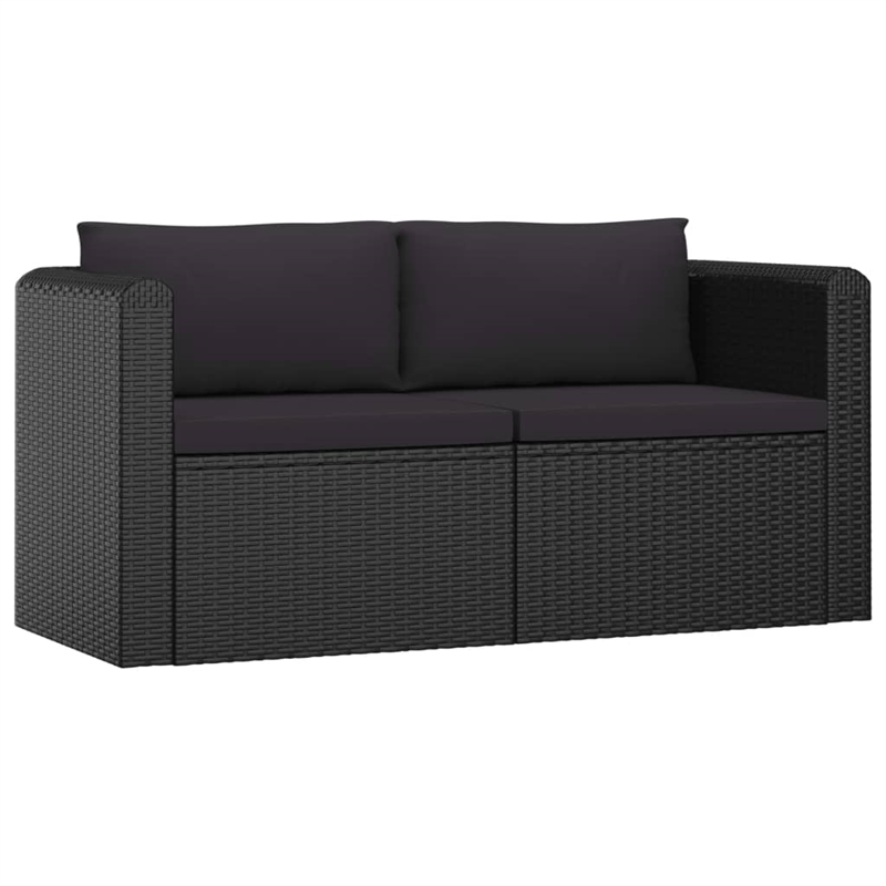 Afuera Living 7 Piece Poly Rattan Garden Lounge Set in Black