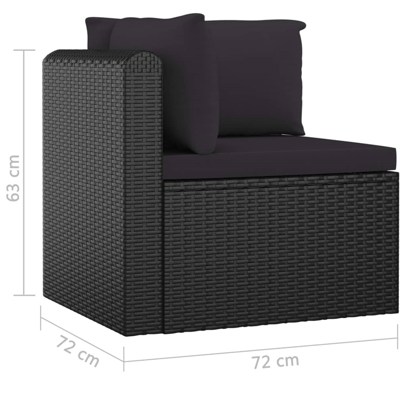 Afuera Living 7 Piece Poly Rattan Garden Lounge Set in Black
