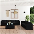 Afuera Living 9 Piece Poly Rattan Garden Lounge Set in Black