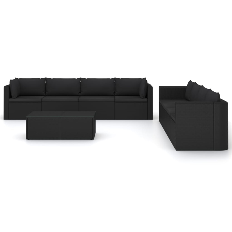 Afuera Living 9 Piece Poly Rattan Garden Lounge Set in Black