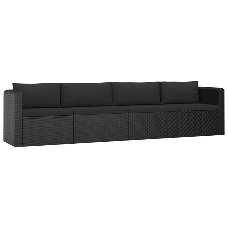 Afuera Living 9 Piece Poly Rattan Garden Lounge Set in Black