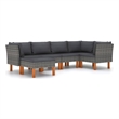 Afuera Living Contemporary 6 Piece Poly Rattan Garden Lounge Set in Gray