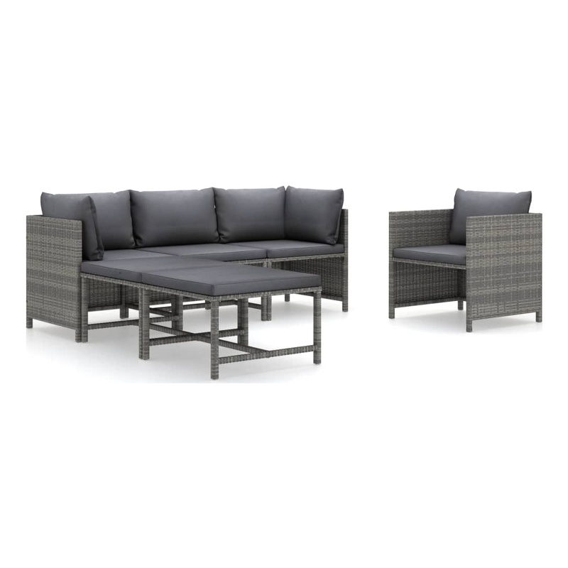 Afuera Living Contemporary 6 Piece Poly Rattan Garden Lounge Set