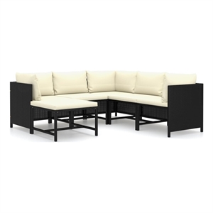 Afuera Living 6 Piece Steel Garden Lounge Set in Black/Cream