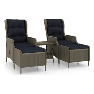 Afuera Living 3 Piece Steel Garden Lounge Set in Black/Brown