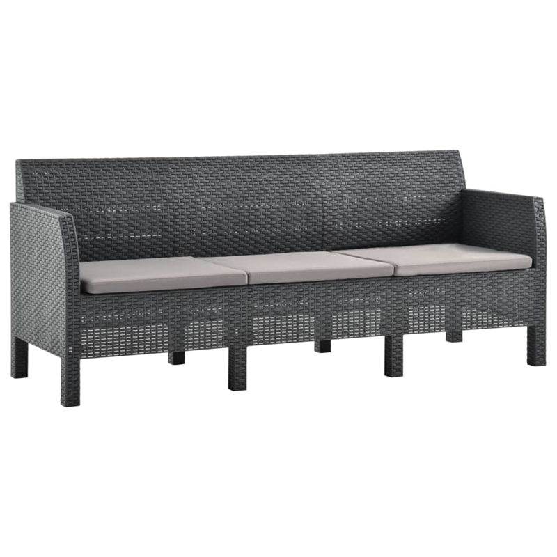 Afuera Living Contemporary Rattan Standard Sofa in Anthracite/Gray