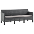 Afuera Living Contemporary Rattan Standard Sofa in Anthracite/Gray